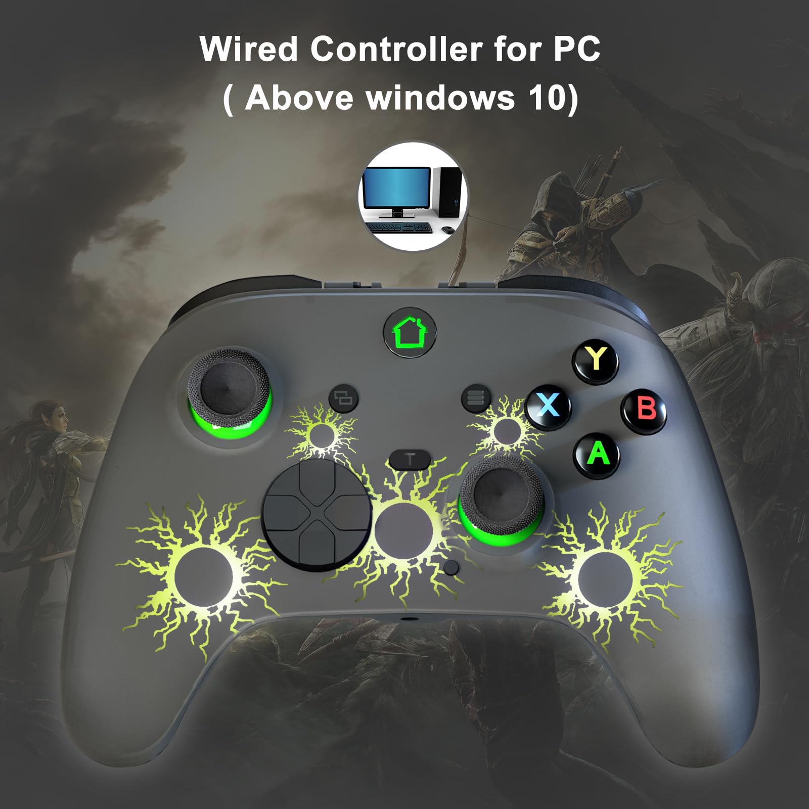 SWVOE [Upgrade by self] Gaming Controller for X-one/X/S/Series, Wired Controller capability with PC and Steam Platforms, Customized Controller with Turbo Function, Programmable Buttons and RGB Light