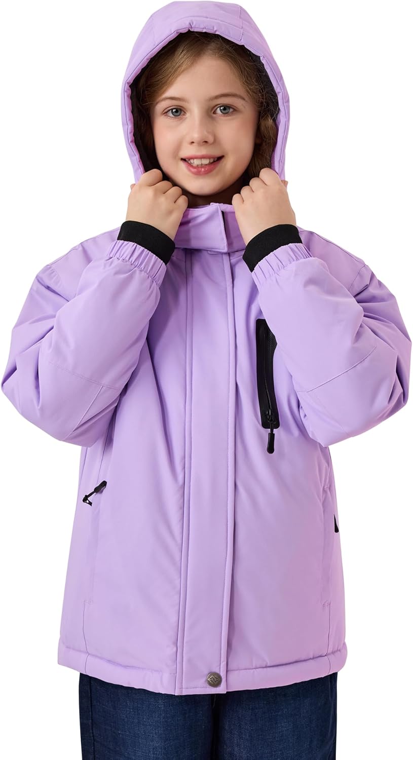 MoFiz Girls Ski Jacket Warm Winter Jacket Windproof Fleece Winter Coat Snow Jackets with Zipper Pockets - Image 3