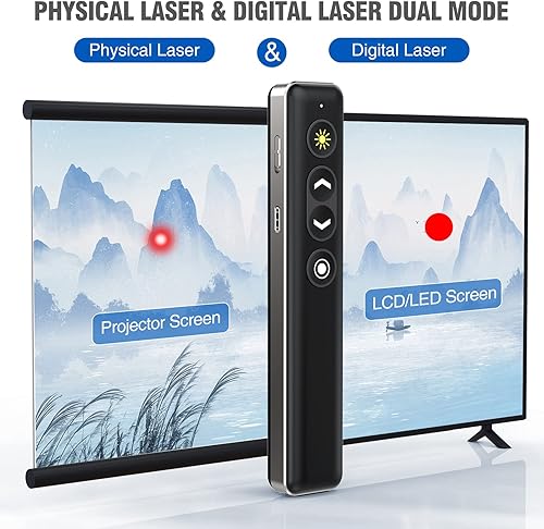 Miniatura 2 de Clicker de presentación de puntero láser físico y digital 2 en 1, control remoto de presentación con lupa de resaltado para pantalla LCD LED,