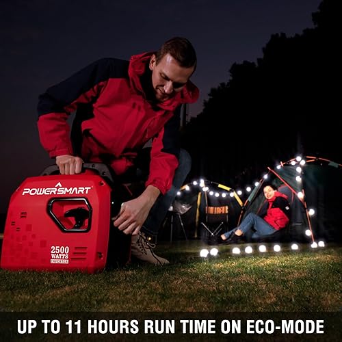 Miniatura 6 de PowerSmart Generador inversor de gas portátil de 2500 vatios, súper silencioso, generador de alta eficiencia de combustible, ligero, compatible con