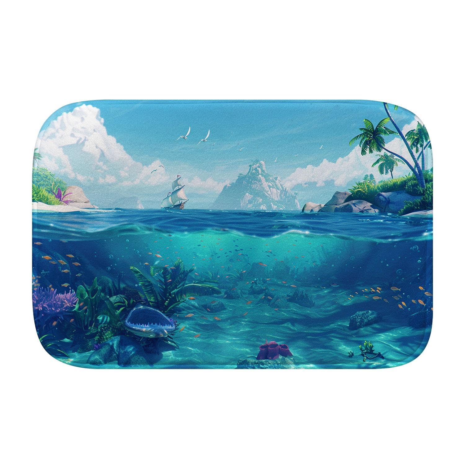 Tapis de bain en mousse de qualité supérieure motif nautique moderne