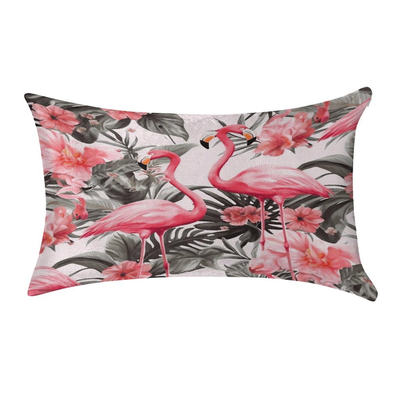 VstaDank Flamingo Floral Printed Pillow Covers Rectangular Cushion Case Cozy Decorative Throw Pillowcase Luxury Lumbar Pillow Shells with Zipper Soft Velvet Pillows Shams 12 X 20 in