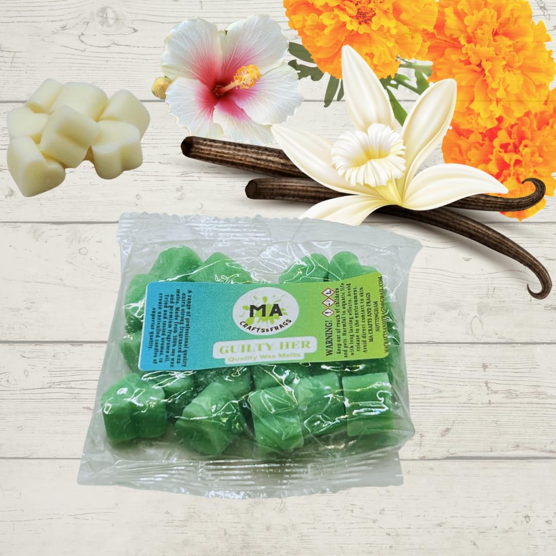 Ma Crafts&Frags Multicolour 20 X Highly Scented Wax Melts Mini Hearts Handmade, Cruelty Free, Vegan Many Fragrances (Guilty Her)