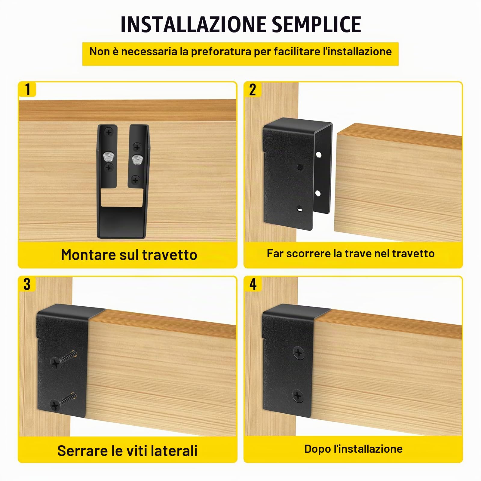 VEVOR Gancio per Travetti Nascosto, Flangia Nascosta per Accento Esterno 51x102 mm, 24 Pezzi Staffe per Travetti Nascosti, Gancio con Montaggio Frontale Nascosto in Lamiera Acciaio Q235 Verniciato
