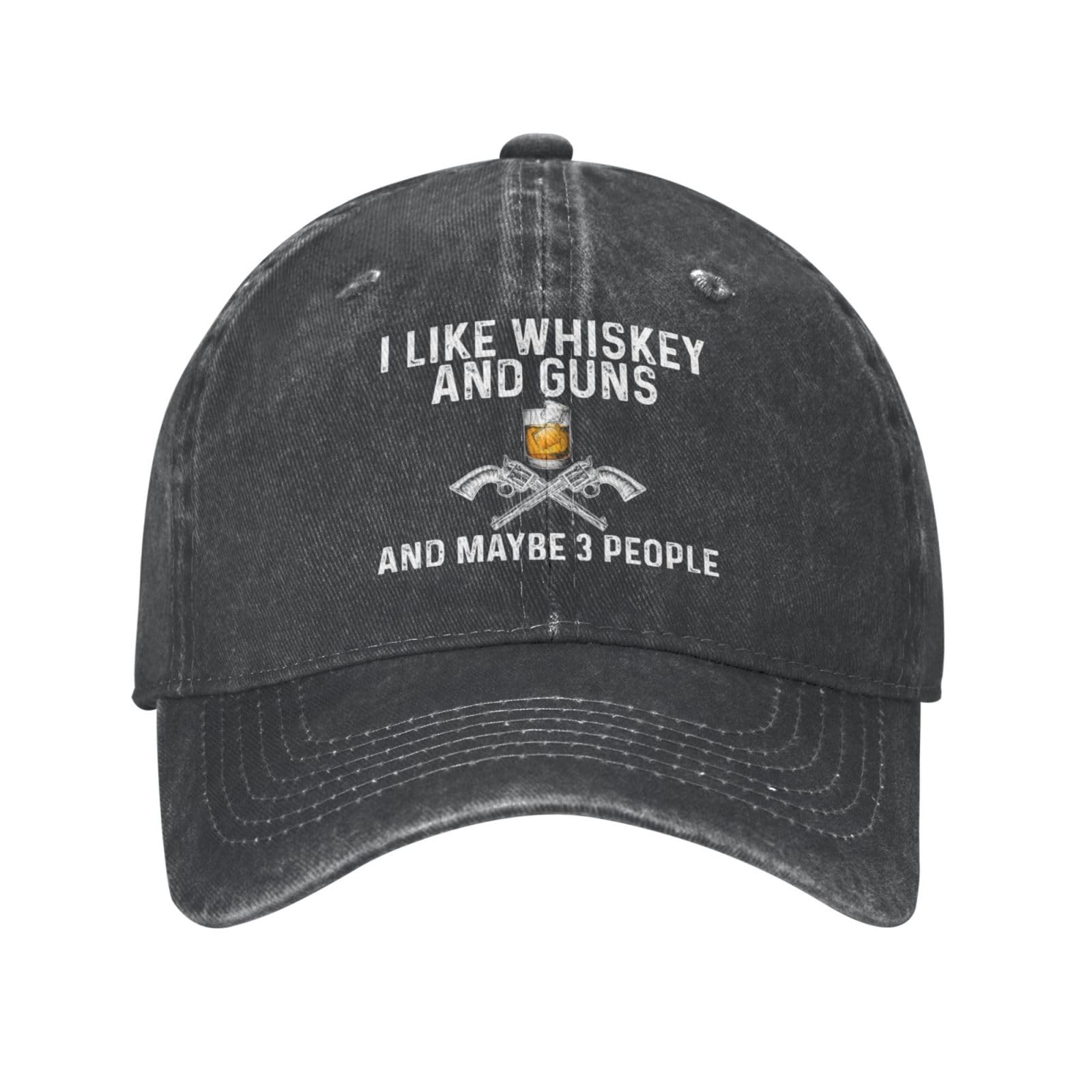 FLALORI I Like Whiskey and Guns and Maybe 3 People Hat for Women Dad Hats Cool Hat, Black, One size