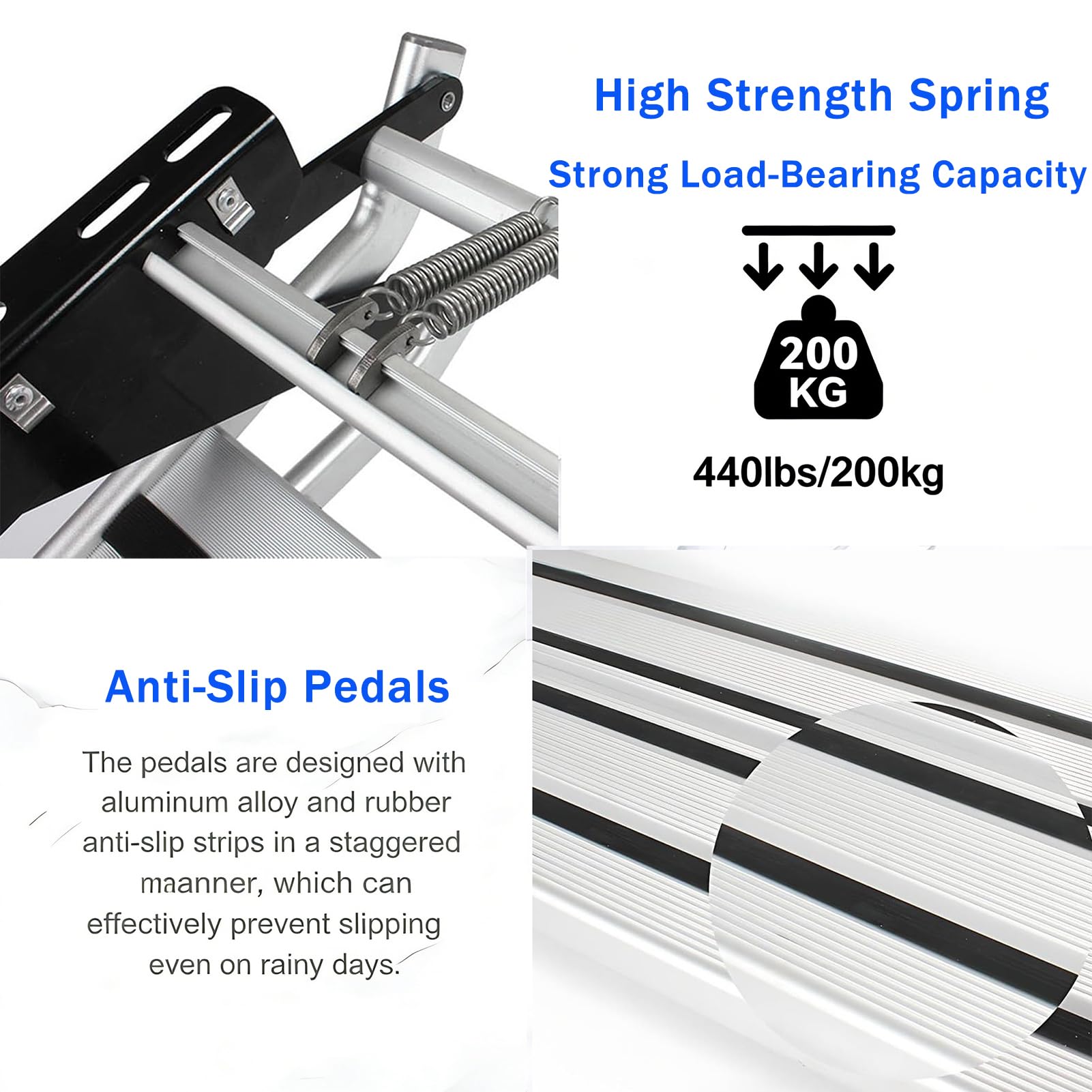 Gradini Elettrici RV Pieghevoli Singoli/Doppi con LED, Gradino Elettrico in Lega di Alluminio, Carico Massimo 200 kg, Antiscivolo, 12 V, Pieghevole, per Camper