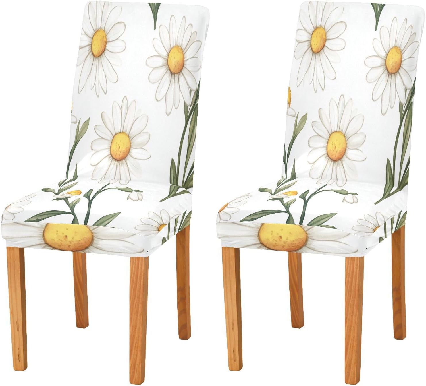 ALAZA Chair Covers for Dining Room, Cute Chic Daisy Flower Watercolor Stretch Chair Cover Sets Chair Protector Removable Washable for Ktichen Restaurant Hotel