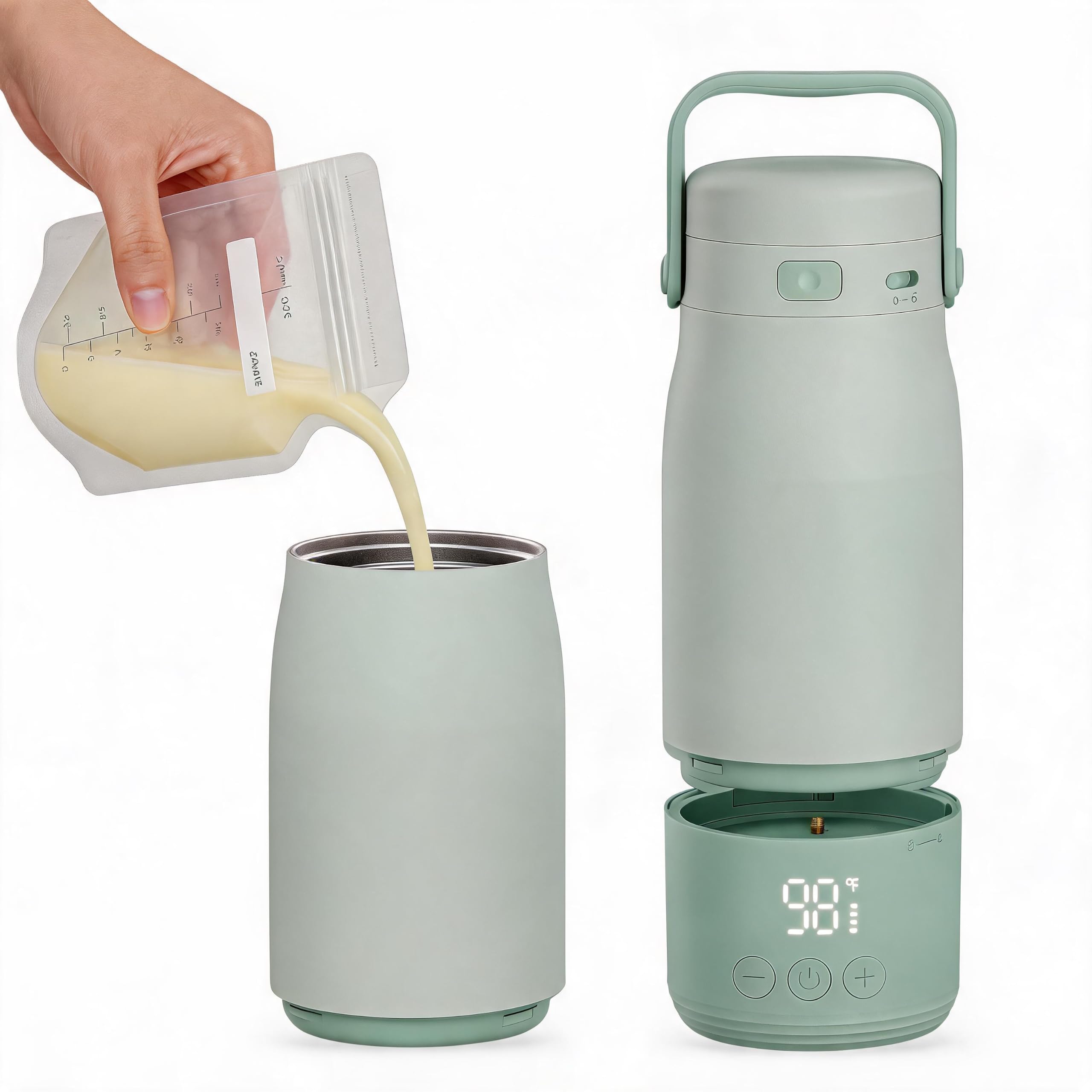Babyflaschenwärmer 500 ml – kabellos 316 Edelstahl, Schnellladung