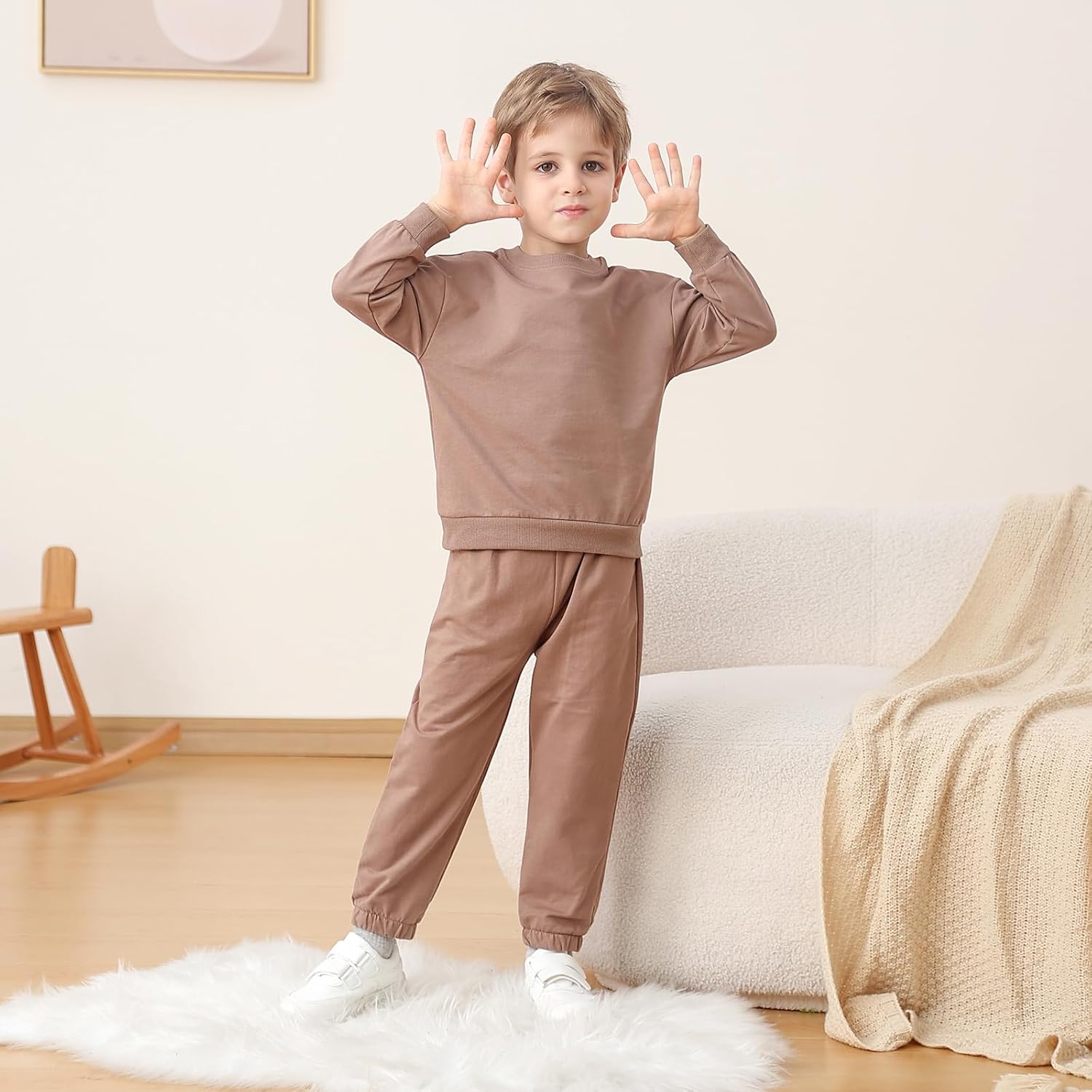 Toddler Boy Fall Outfits 3T 4T 5T Boys Clothes Kids Solid Sweatsuits Cotton Sweatshirt and Pants Clothing Sets - Image 2