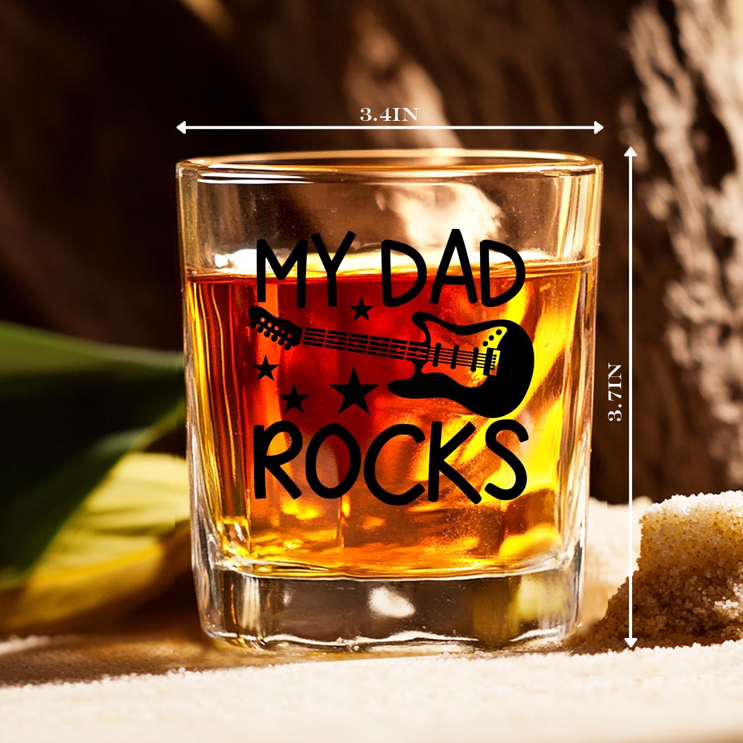 Mancheng-zi Guitar Dad Whiskey Glasses 10 oz, Christmas Father's Day Birthday Music Lover Gifts for Dad from Daughter Son, Father Gifts Drinking Rocks Glasses for Whisky Cocktail Scotch Bourbon Liquor - Image 5