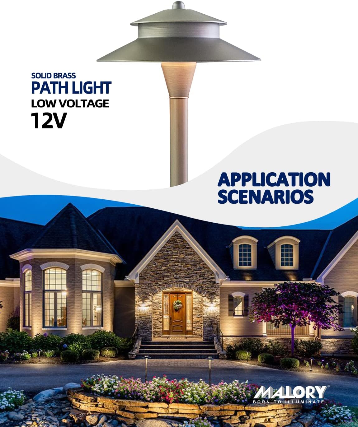 malory low voltage pathway lights with g4 bulb 1-pack,(24''h) brass landscape path light, 12v outdoor led landscape lighting for yard with ground stake(p03) 1-pack with bulb p03