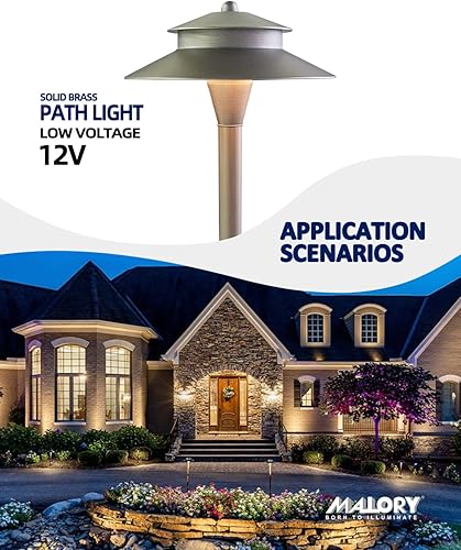 Miniatura 2 de MALORY Luces de camino de bajo voltaje con bombilla G4, 1 unidad, (24 pulgadas de alto), luz de camino de paisaje de latón de 12 V para exteriores