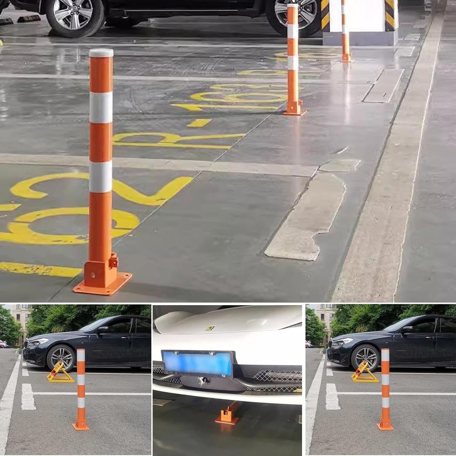 Borne de sécurité Pliable en Acier avec Bandes réfléchissantes