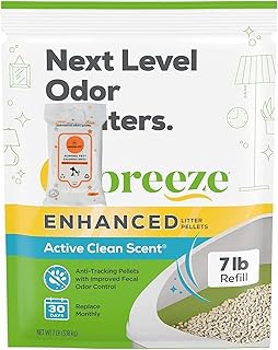 Cat Breeze Enhanced Litter Pellets, Active Clean Scent, 7 lb Refill with Aurora Pet Care Wipes