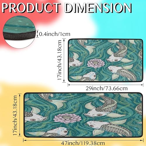 Miniatura 8 de GUYOS Tapete de cocina con patrón floral de textura geométrica 2 piezas tapetes acolchados antifatiga para suelo de cocina de 47 x 17 pulgadas29 x