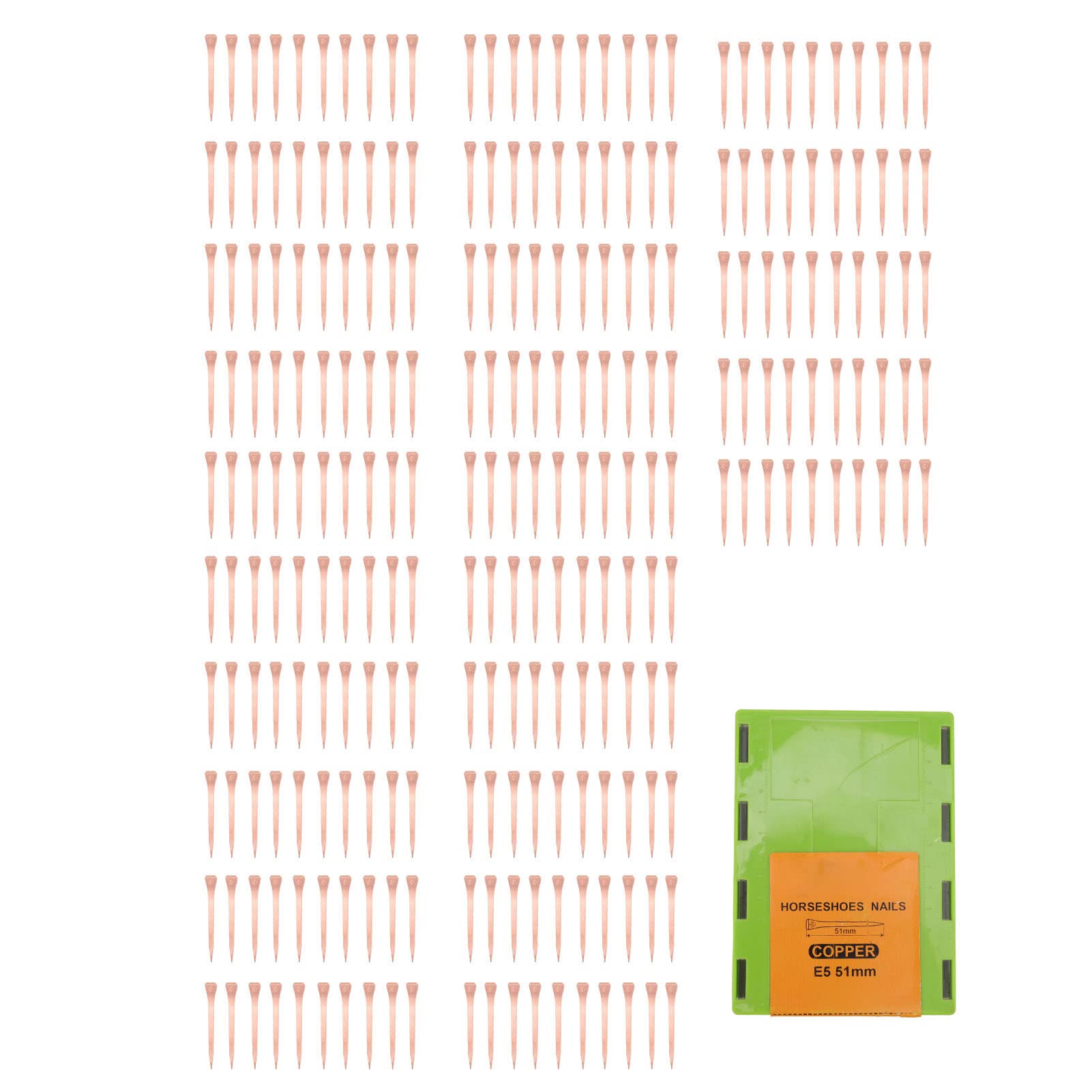 Haofy Clavos de Herradura de Acero, Uso Profesional de Herrador Chapado en Cobre, Suministros para Herradura de Alta Resistencia a la Tracción, 250 Piezas con Caja de Almacenamiento para Ganadería y