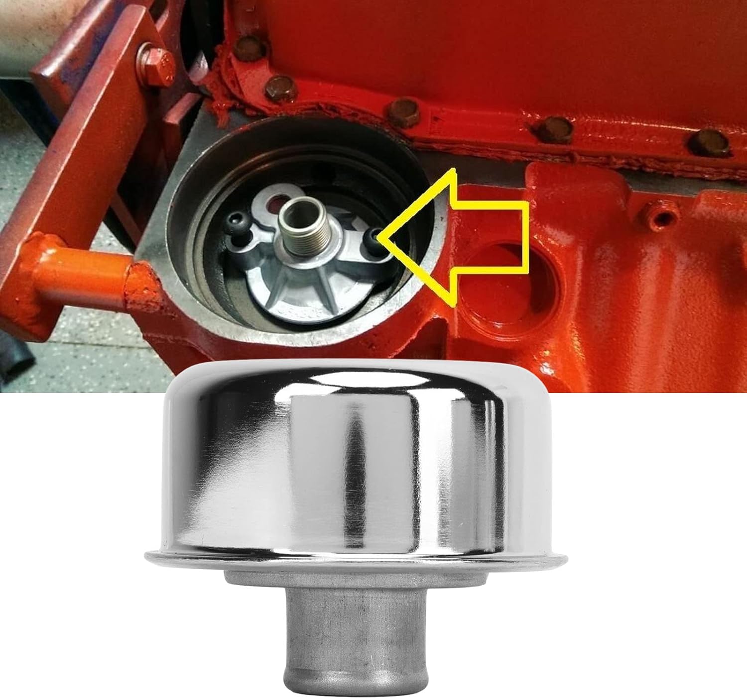 Dioche 454 Short Valve Oil Breather Cap Push In Style Round Oil Filler Cap for SBC SBF 327 350 302 454 502 1-1/4in Hole Valve Cover