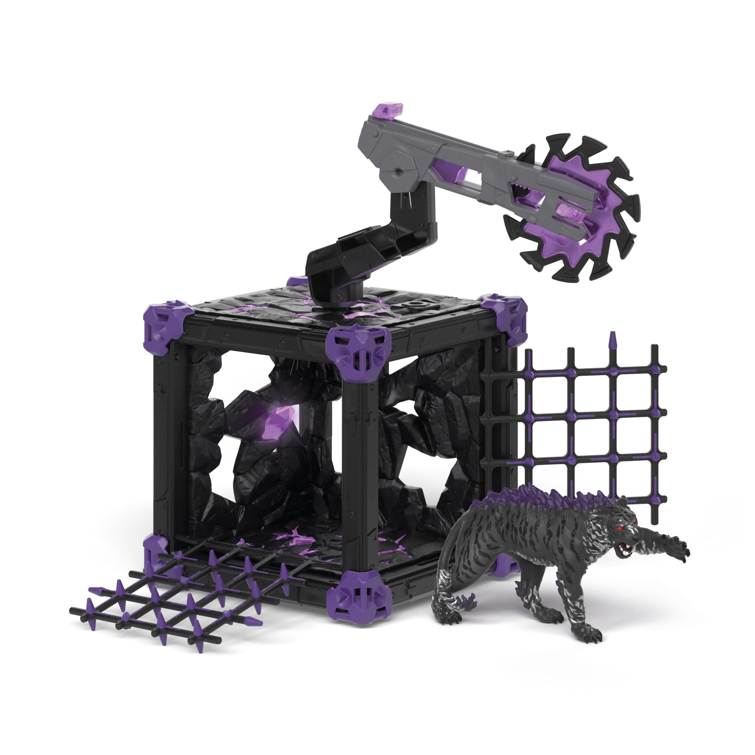 SCHLEICH Eldrador Creatures, Battle Cave with Shadow Tiger Figure and Shooting Weapon Toy Playset