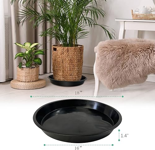 Miniatura 2 de DUNPUTE Platillo para plantas de 16, 18, 20, 22 pulgadas, paquete de 4 bandejas grandes resistentes para macetas, platillos de plástico para macetas