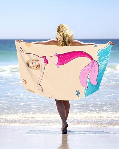 Miniatura 2 de Toalla de playa personalizada con fotos, toallas de playa personalizadas para selfie con escamas de sirena, toalla de playa de microfibra absorbente