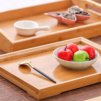 Bambou 3pcs Plateaux Café Plateau de Service Kiychen Bambou pour Nourriture Char