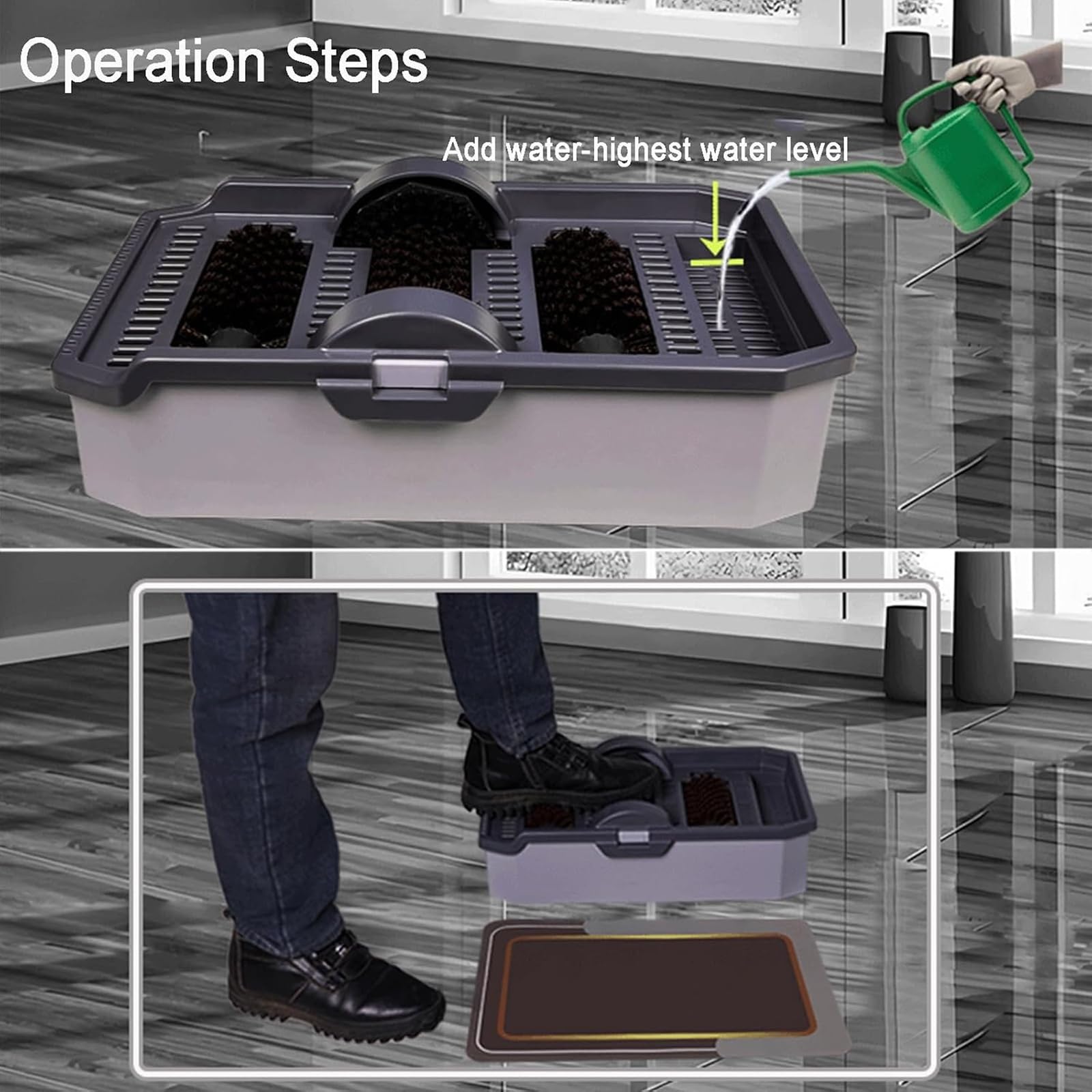 Máquina limpiadora de Suelas de Zapatos, Cepillo fregador de autoservicio con 3 cepillos y Almohadilla Absorbente, para el hogar, la Oficina, el Taller y entradas comerciales