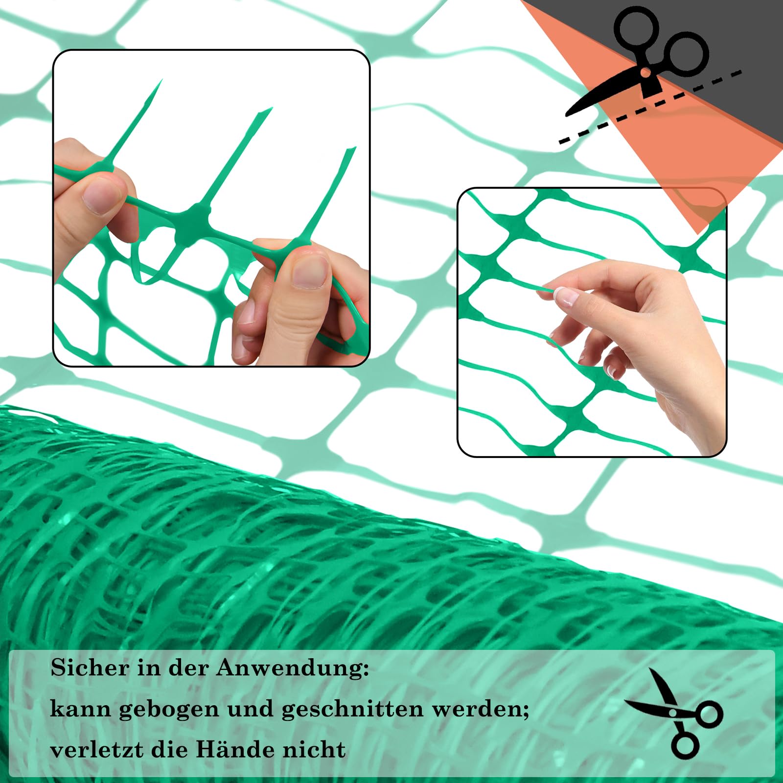 LILIIN 1x80m Recinzione in plastica per cantiere, rete di sicurezza, rete delimitatrice, rete per animali selvatici, rete di sicurezza, rete da giardino, recinto per polli, rete per cantiere, verde
