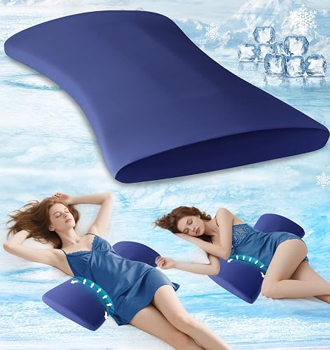 Lumbar Support Pillow for Bed – Memory Foam Lower Back Pain Relief Pillow for Sleeping, Ergonomic Lumbar Pillow for Side & Back Sleepers, Sciatica & Hip Pain Relief, Washable Cooling Cover Chair Pads - Dark Blue