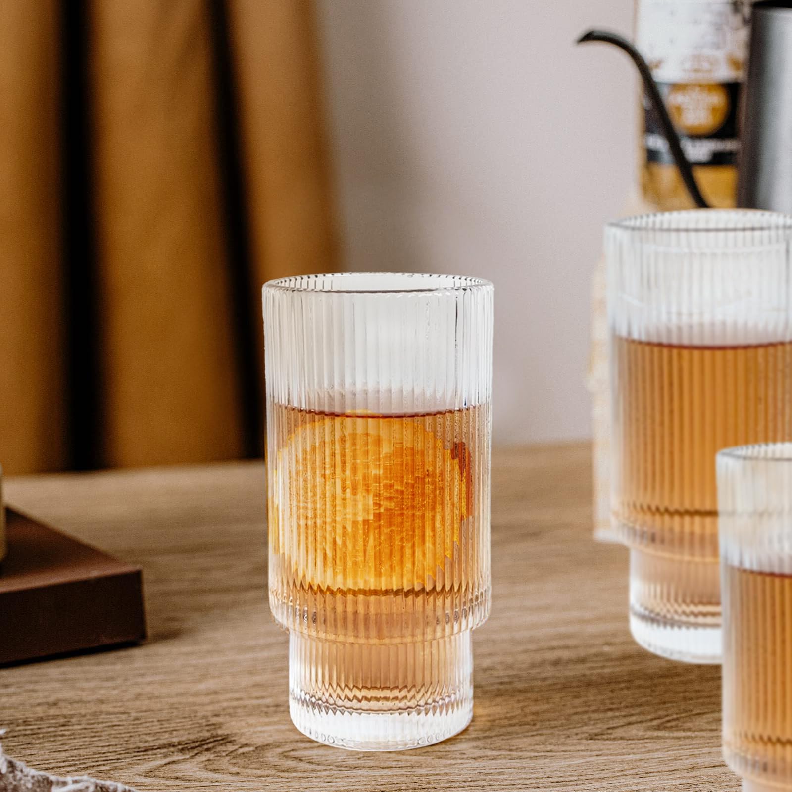 Vintage Amber Highball Glasses - 6 Pack 12oz Set - View #10