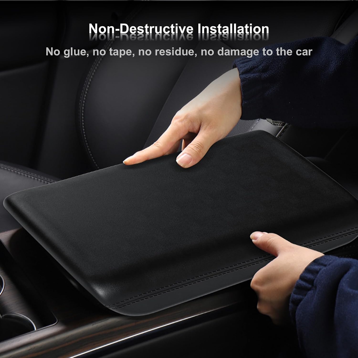 Center Console Armrest Cover Compatible with Tesla Model S/X 2022-2026, Non-Slip TPE Armrest Cover for Tesla Model S/X Plaid/Long Range, Arm Rest Protector Model S/X Interior Accessories (Black)