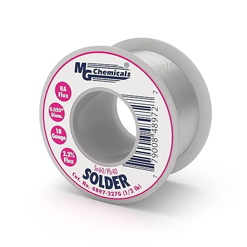 MG Chemicals - 4897-227G 6040 Soldadura con núcleo de colofonia, 0.05" de diámetro, carrete de 12 libras