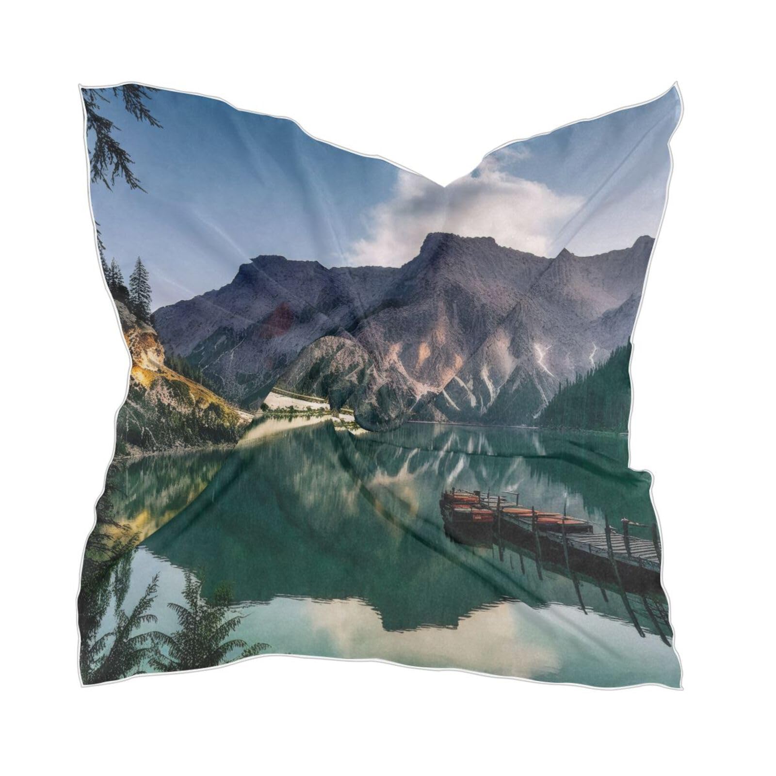 Natural Mountains Landscape Silk Like Head Scarf for Women,Soft Fashion Neck Scarf Square Satin Head Scarf 23.6 Inches-picture-35