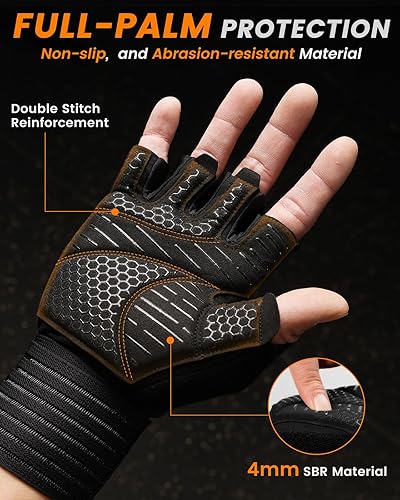 Miniatura 2 de ATERCEL Guantes de gimnasio para hombres y mujeres, guantes de entrenamiento con soporte de muñeca para levantamiento de pesas y fitness