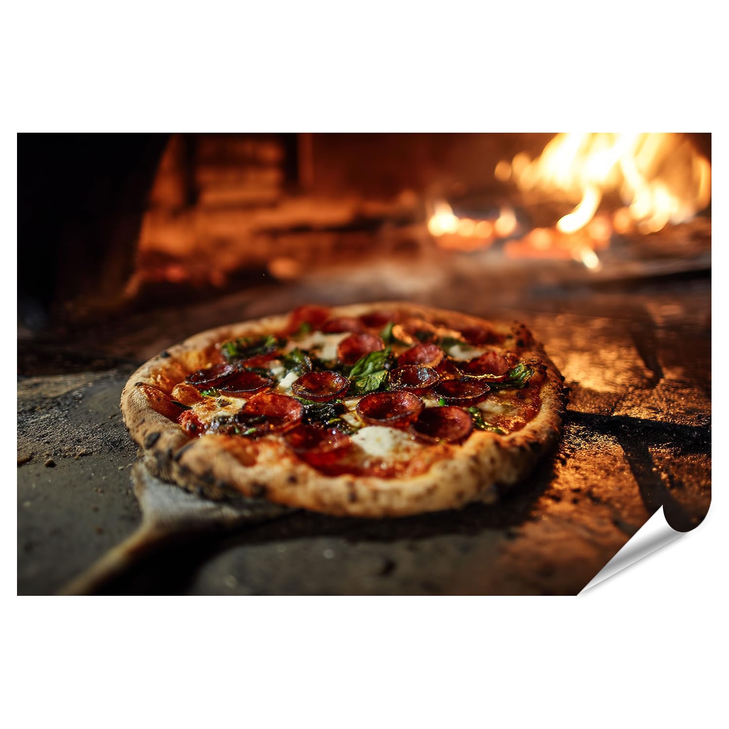 islandburner Prime XXL - Poster a forma di pizza fresca dalla stufa a legna