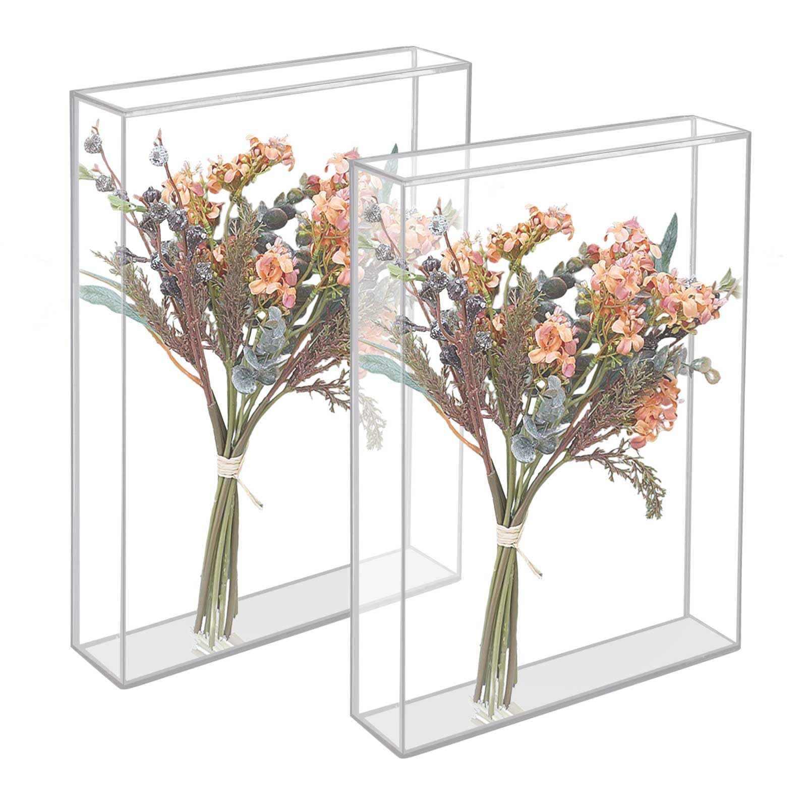 Qivine 2PCS Cornice 3D Profonda Teca Espositiva in Acrilico Trasparente Cornici per Quadri con Coperchio Scorrevole Senza Installazione per Fiore Regali Souvenir 21x16x3.9cm