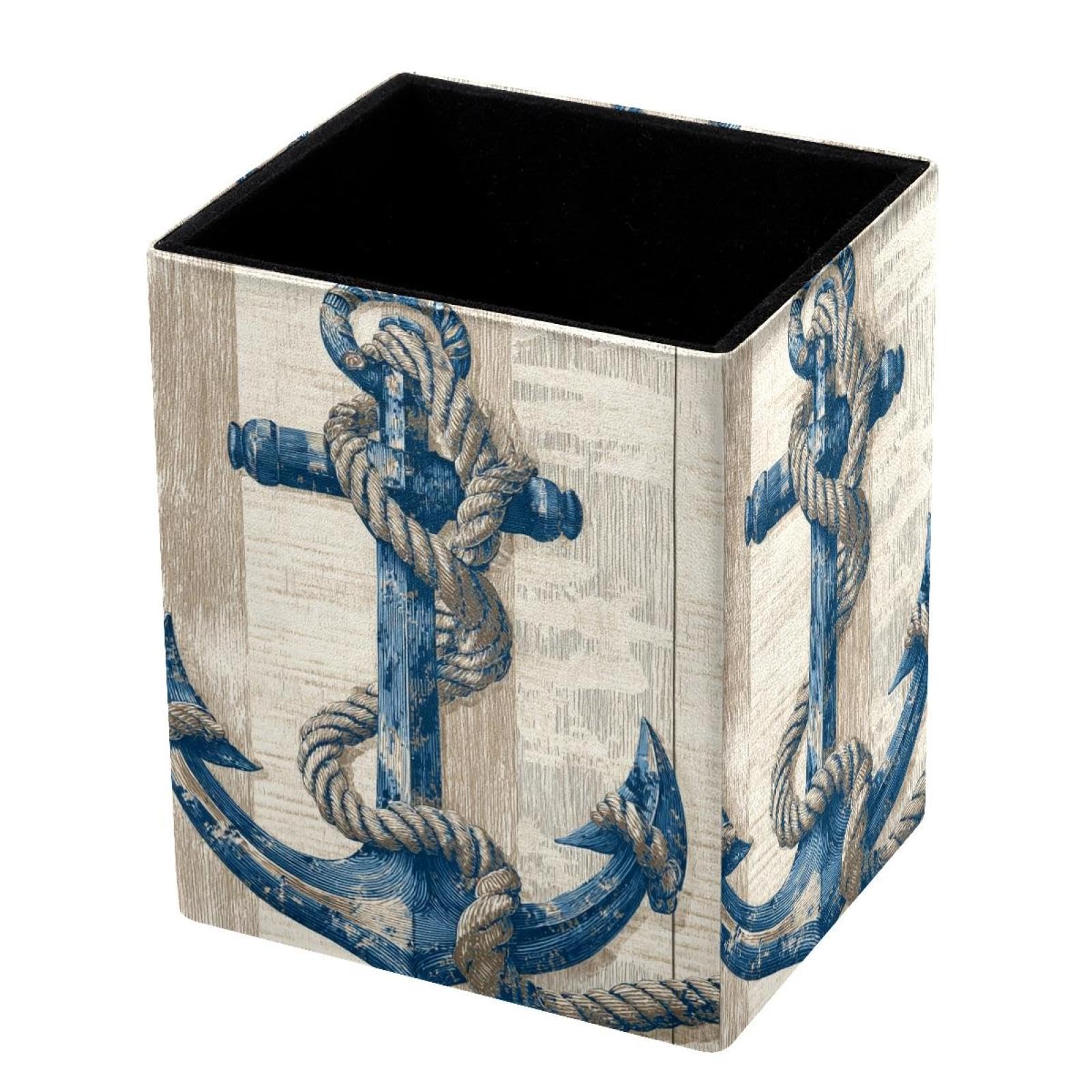 VAPOKF Pencil Holders for Desk, Anchor Printed Pen Holders Pen Pot Makeup Brushes Storage Desktop Stationery Supplies Organiser for Home Office