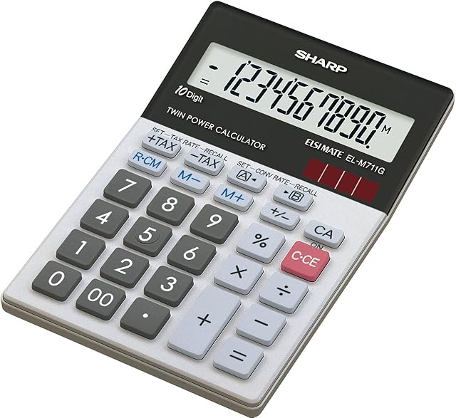 Sharp EL-M711GGY Desktop Calculator 10-Digit Display Glass Design