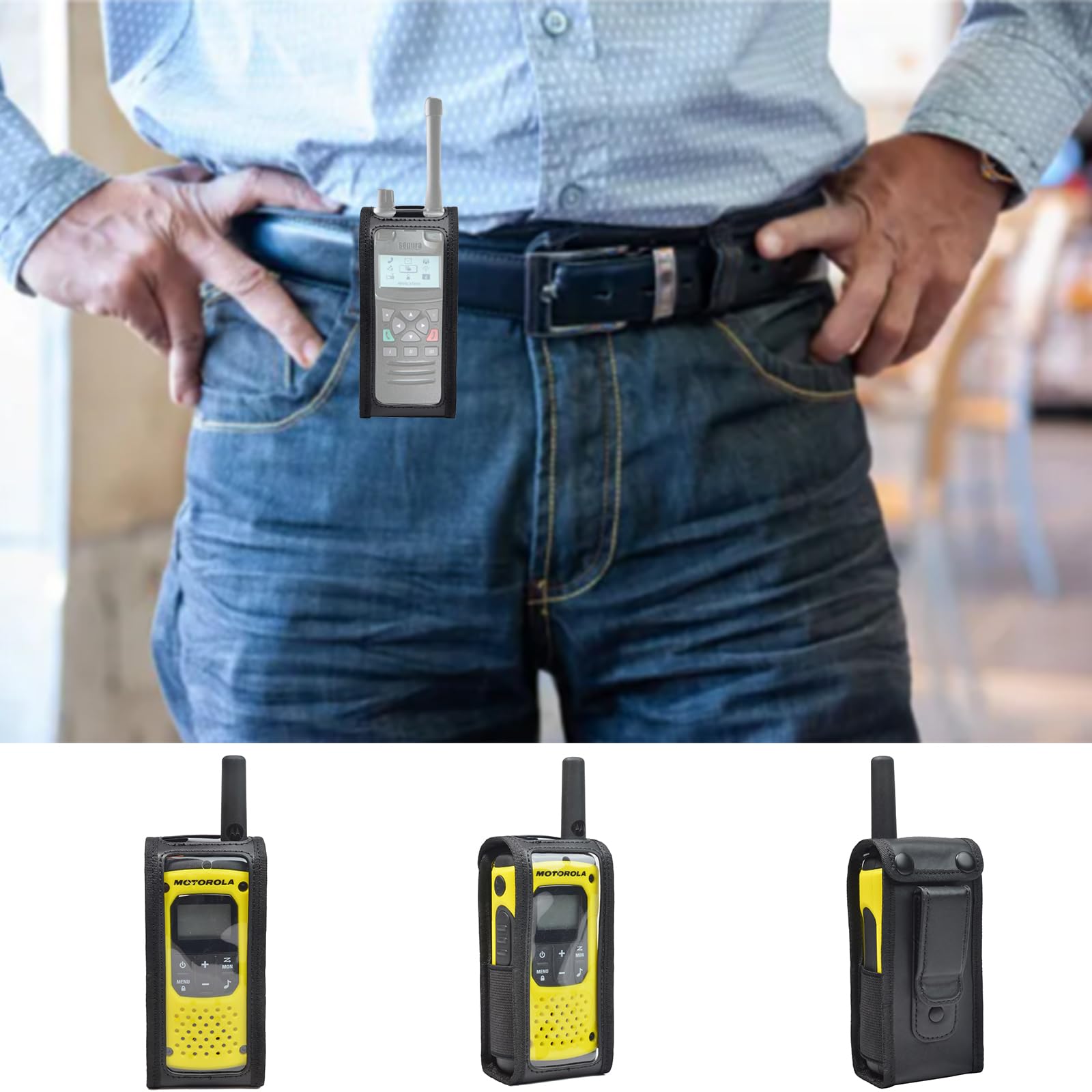 UAYESOK Custodia per dispositivi radio walkie talkie supporto per cintura in pelle per Sepura STP8000 STP9000 STP9100 STP9200 (Tetra) radio portatile