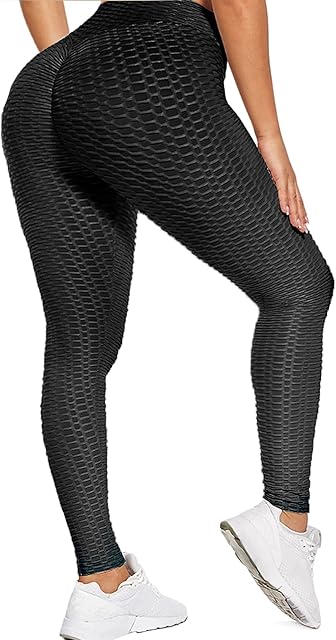 Merlvida Anti Cellulite Women's Leggings Ruched Butt Lift Gym Leggings Womens High Waist Tummy Control Opaque Scrunch Honeycomb Yoga Pants Bubble Textured Wrokout Sports Tights Gym Clothes Plus Size