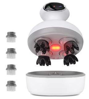 HOUZAIDE Waterproof Electric Head Massager Machine with Advanced EMS Red Light Therapy for Hair Growth, Dense Hair, Hair Fall Control and Deep Clean | Diwali Gift Option