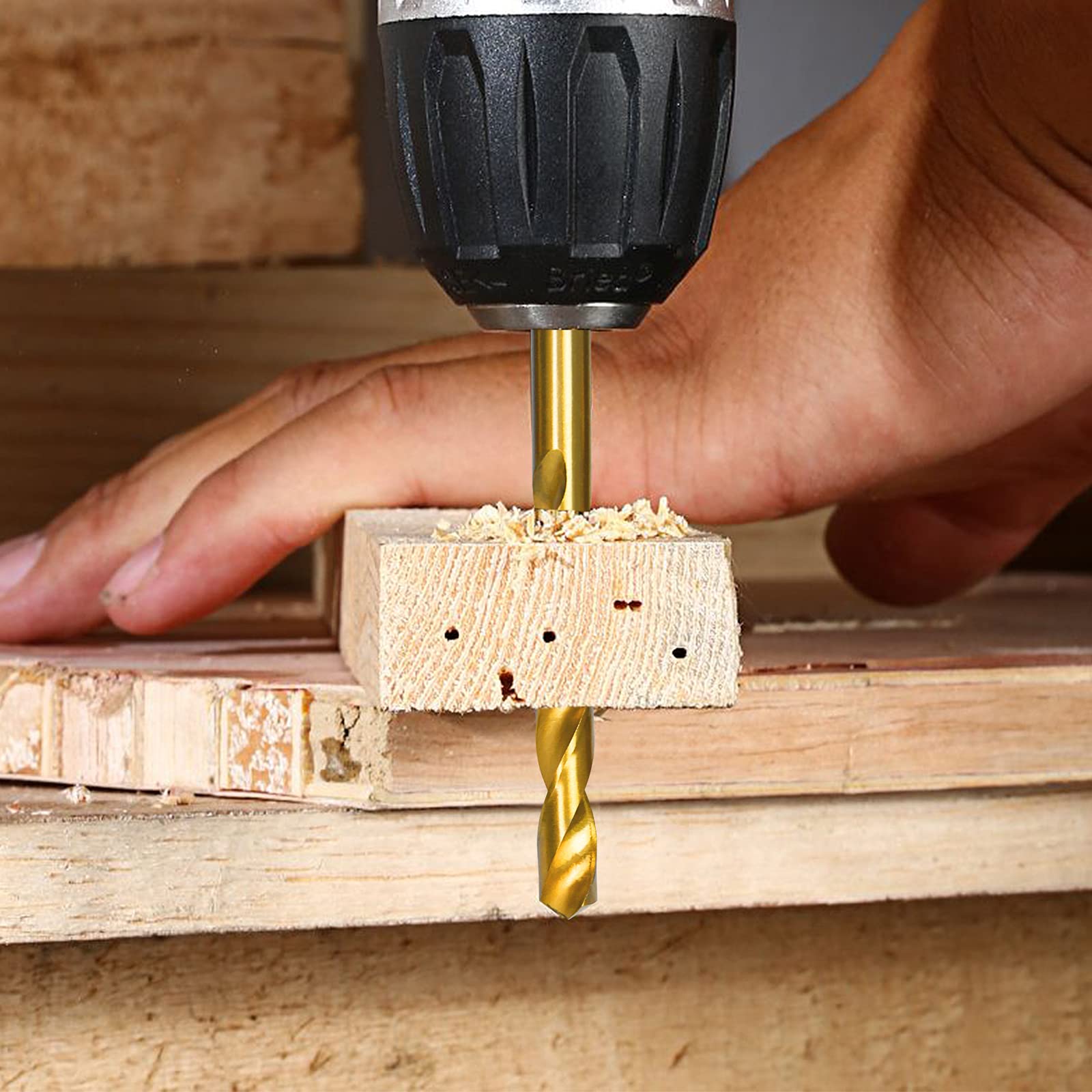 UISEBRT Set di punte per trapano in metallo, 170 pezzi - Set professionale di punte per metallo Titanio, set di punte per pietra, trapano manuale, punta elicoidale da 1-10 mm per legno, metallo e