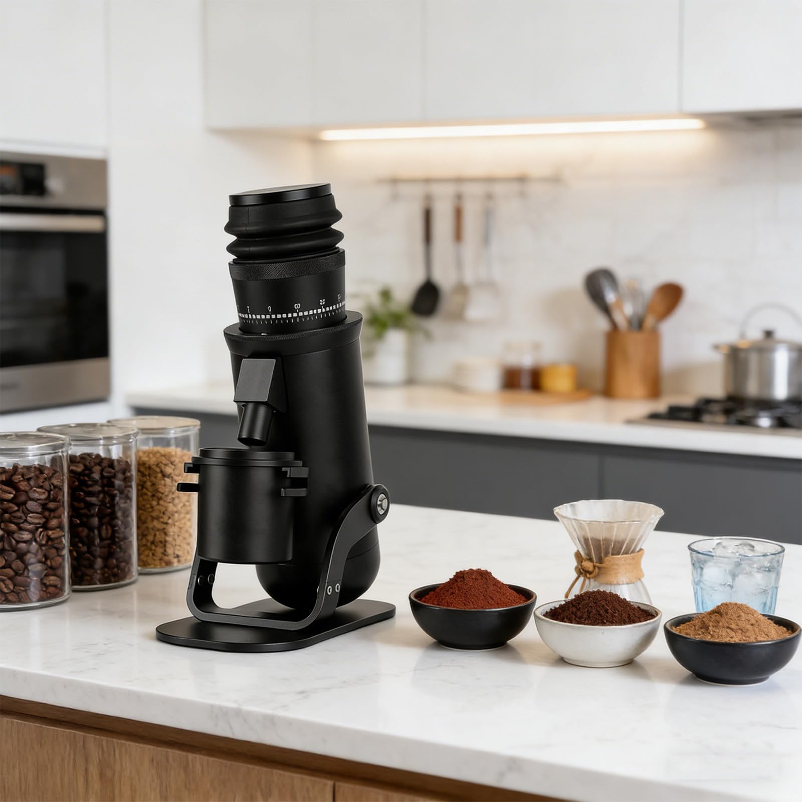 Macinacaffè a Macine per Dose Singola, Caratterizzato da Macina Conica 48mm, 60 Regolazioni Macinatura Micro, Design Monolitico a Bassa Ritenzione & Alloggiamento in Metallo