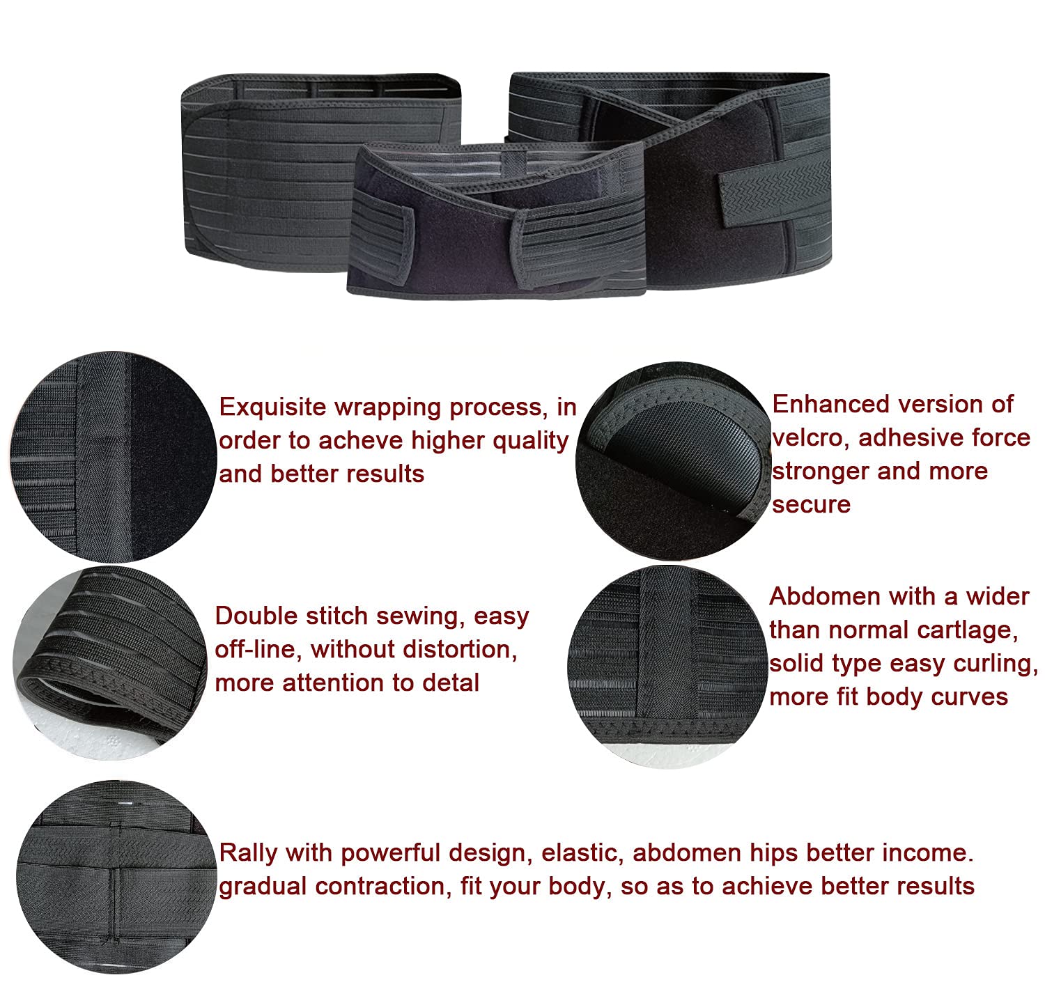 Ceinture ventrale post-partum 3 en 1 pour la récupération post-partum – Ceinture ventre/taille/bassin pour femme – Taille XL, noir…