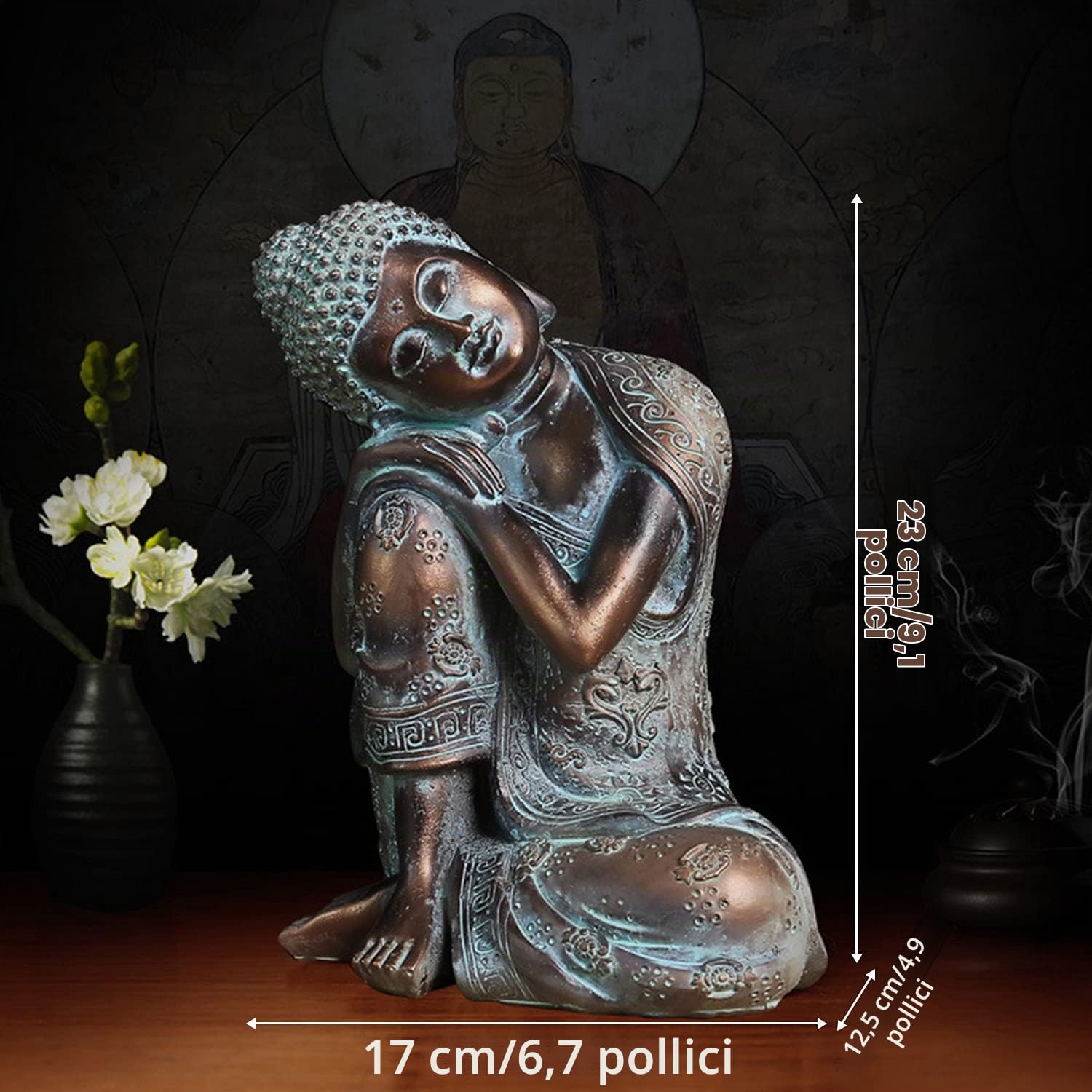 Buachois Statua di Zen Seduto,Statua Buddha Seduto,Decorazione Feng Shui in Resina,Decorazione in Stile Sudest Asiatico Statue di Buddha Scultura Dipinta a Mano Meditazione Decor