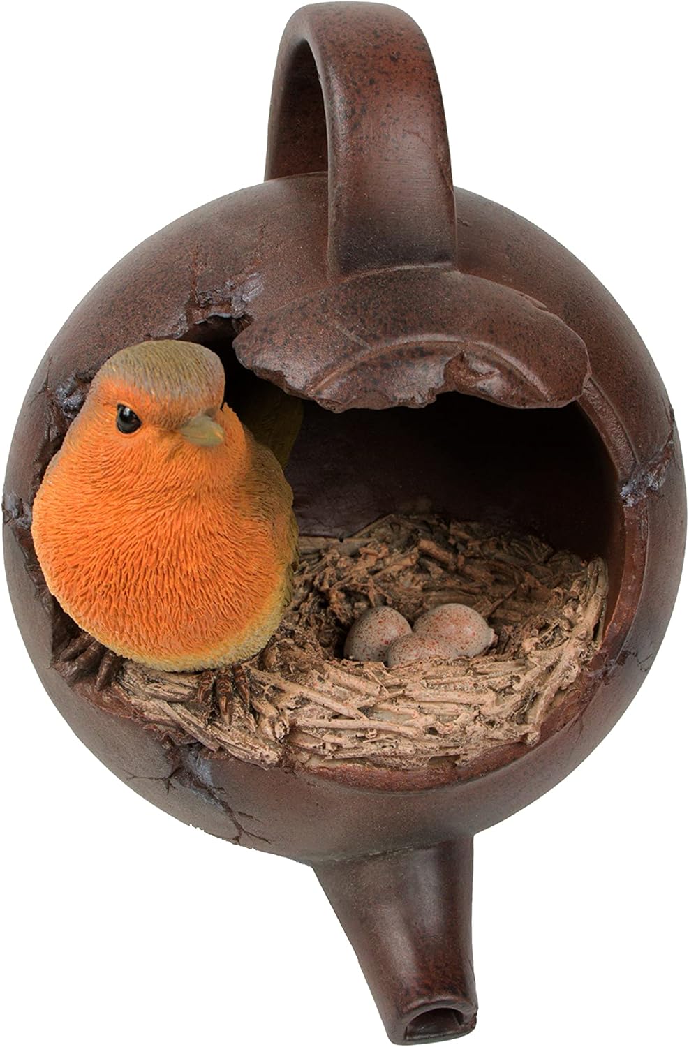 Wrenbury Hanging Robin Teapot Garden Ornament with Birds Nest and Eggs
