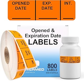 Opened & Expiration Date Labels for Medical, Food & Lab Use - 800 Fluoro Orange Write-on Small Stickers (0.5" x 1.5") in Dispense Box. Strong Latex-Free Adhesive & Indirect Food/Medical Safe Ink