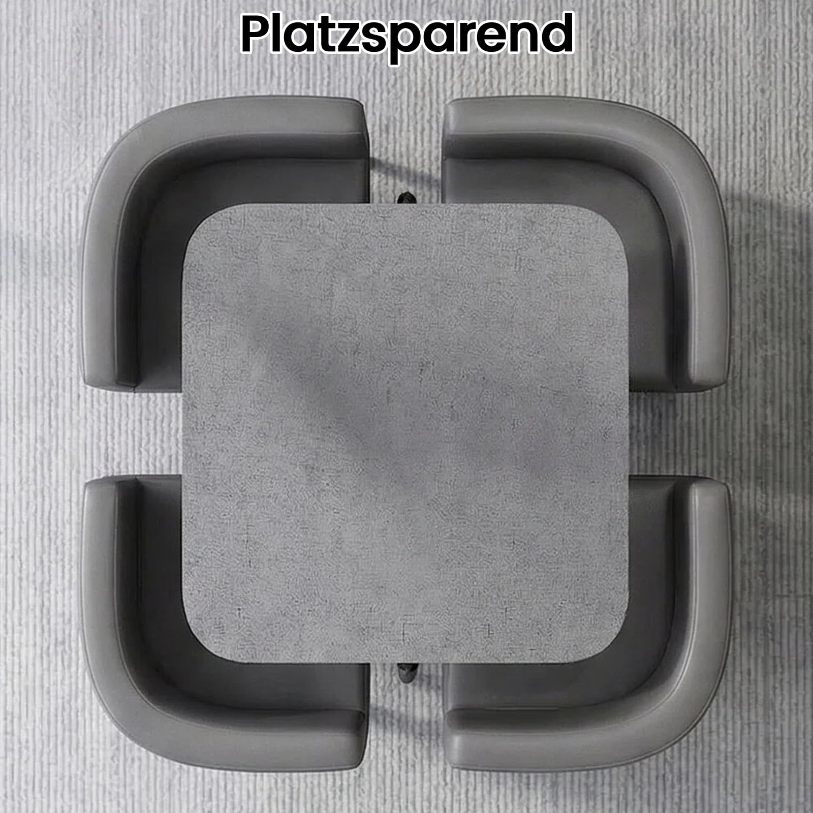 Essgruppe 5-Teilig, 80cm Quadratischer Esstisch und 4 Esszimmerstühle, Küchentisch aus MDF und Gepolsterter Stuhl für Küche, Wohnzimmer, Balkon, Restaurant, Büro, Quadratisch + Grau