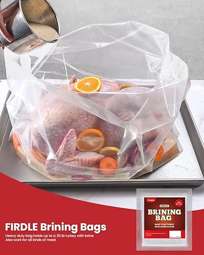 Miniatura 7 de Bolsas de salmuera para pavo, 26 x 22 pulgadas, paquete de 2, soporta hasta 35 libras, sin BPA, bolsas de salmuera gruesas con 2 cuerdas de algodón