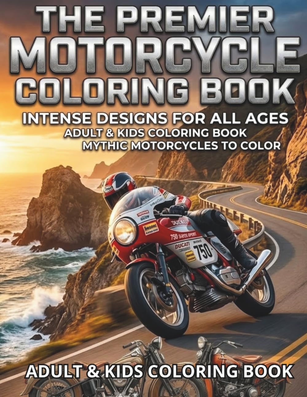 THE PREMIER MOTORCYCLE COLORING BOOK: INTENSE DESIGNS FOR ALL AGES ADULT &KIDS COLORING BOOK MYTHIC MOTORCYCLES TO COLOR