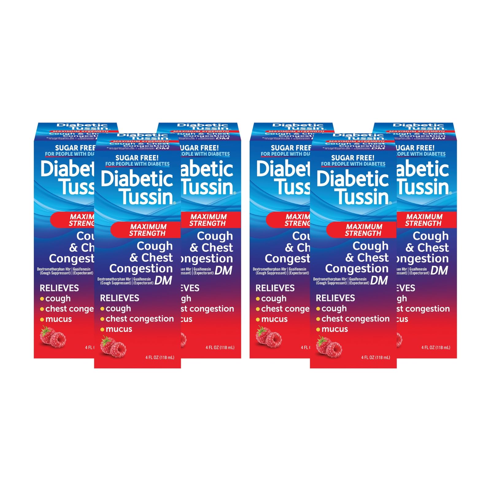 Diabetic Tussin Cough Suppressant Liquid Maximum Strength, 4 oz (Pack of 6)